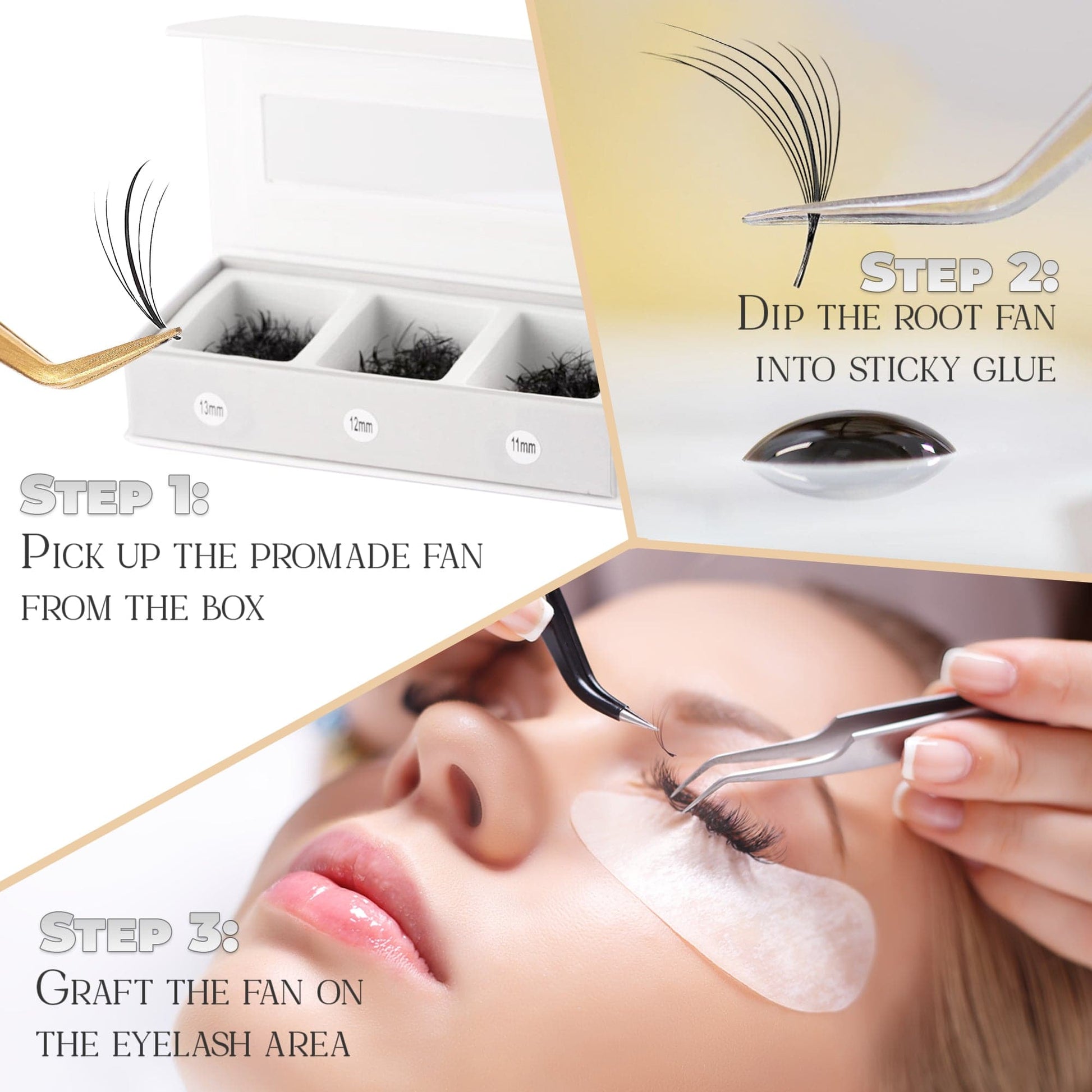 5D Loose Wispy Mix 3IN1 GLAMOREYELASH 750 FANS 0.07 | Promade Fans Natural Eyelashes Extensions  Handmade Lashes Mink Lashes Fluffy Eyelash Cluster - GlamorEyelash