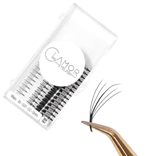 Wispy 5D GLAMOREYELASH 500 FANS Ultra Speed Promade Fans | Natural Wispy Eyelashes Extensions | Handmade Individual Lashes Extension with 0.07mm of Mink Lashes - GlamorEyelash