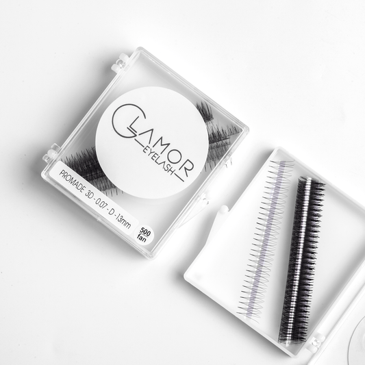3D Ultra-speed Promade fans GLAMOREYELASH 500 FANS Promade Natural Fans Eyelashes Extensions | Handmade Individual Lashes 0.07mm of Mink Lashes - GlamorEyelash