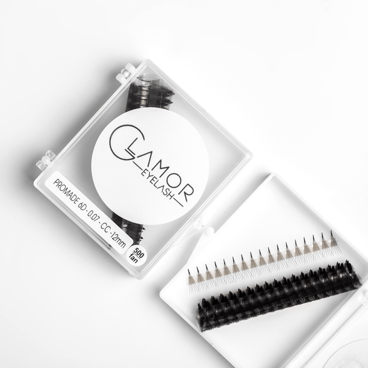 7D Ultra-speed Promade fans GLAMOREYELASH 500 FANS Promade Natural Fans Eyelashes Extensions | Handmade Individual Lashes 0.05mm of Mink Lashes - GlamorEyelash