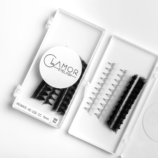 14D Ultra-speed Promade fans GLAMOREYELASH 500 FANS Promade Natural Fans Eyelashes Extensions | Handmade Individual Lashes 0.03mm of Mink Lashes - GlamorEyelash