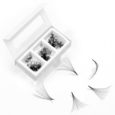 3D Mix 3in1  GLAMOREYELASH 750 Promade Natural Eyelashes Extensions | Loose Mix 3 Fan from 3D to 14D Handmade Individual Lashes | 0.03/0.05/0.07mm Thickness of Mink Lashes | C CC D Curl - GlamorEyelash