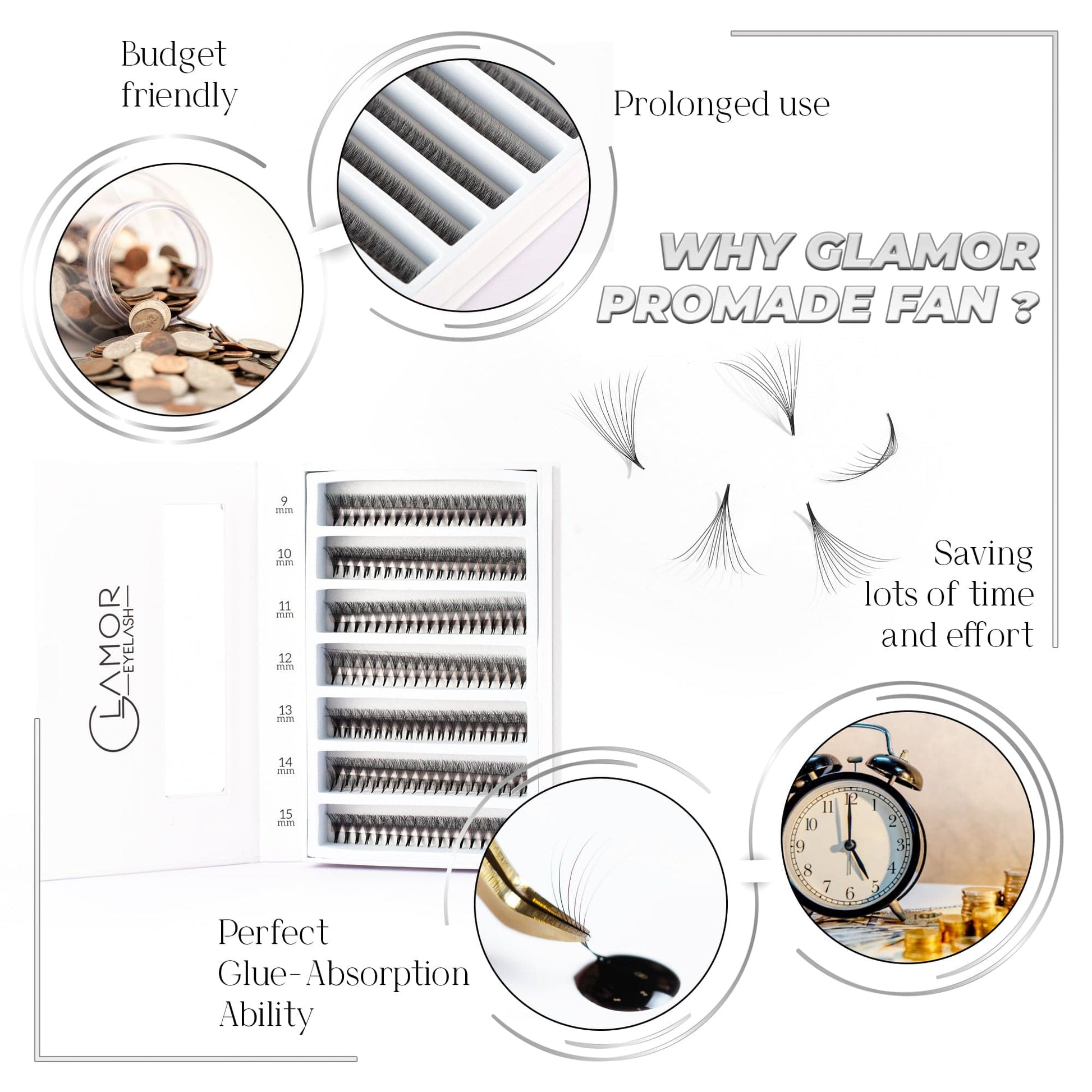 Mix 7in1 | 8D 005 Ultra-speed Promade fans | 1000 fans - GlamorEyelash