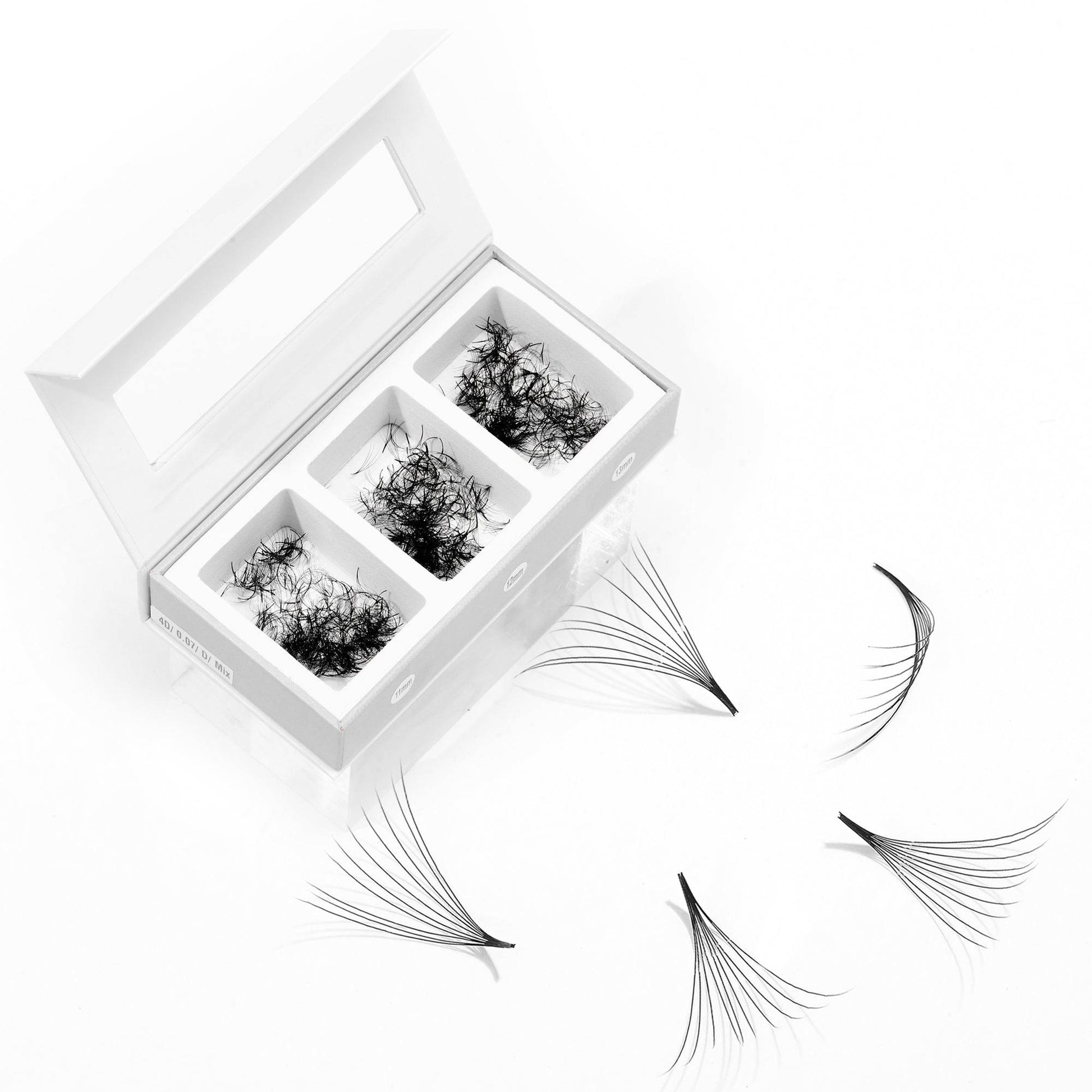 14D Mix 3in1  GLAMOREYELASH 750 Promade Natural Eyelashes Extensions | Loose Mix 3 Fan from 3D to 14D Handmade Individual Lashes | 0.03/0.05/0.07mm Thickness of Mink Lashes | C CC D Curl - GlamorEyelash