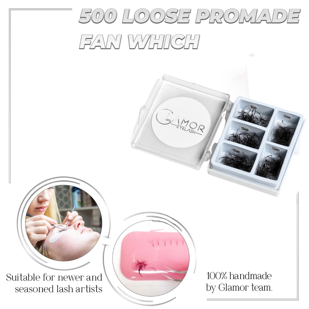 Single box Mix 5in1 | 3D 007, 4D 007, 5D 007, 6D 007 - Promade Loose fans | 500 fans - GlamorEyelash