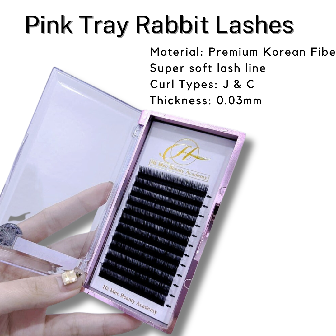 Pink Tray Rabbit Lashes - Super soft lash line - Curl J,C - 0.03mm