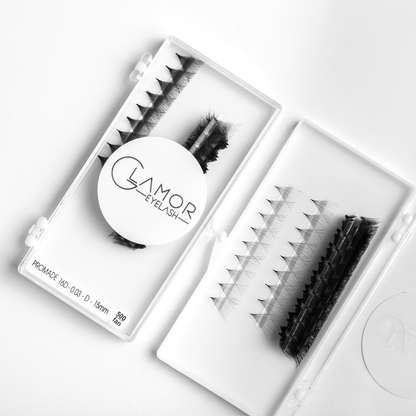 16D Ultra-speed Promade fans GLAMOREYELASH 500 FANS Promade Natural Fans Eyelashes Extensions | Handmade Individual Lashes 0.03mm of Mink Lashes - GlamorEyelash 
