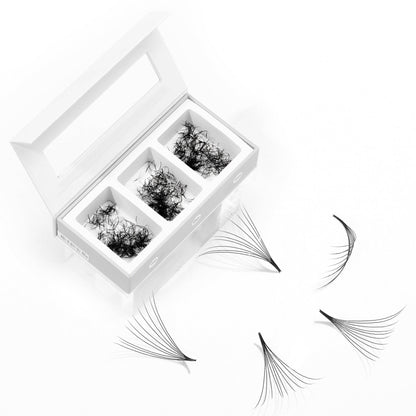 16D Mix 3in1  GLAMOREYELASH 750 Promade Natural Eyelashes Extensions | Loose Mix 3 Fan from 3D to 14D Handmade Individual Lashes | 0.03/0.05/0.07mm Thickness of Mink Lashes | C CC D Curl - GlamorEyelash 