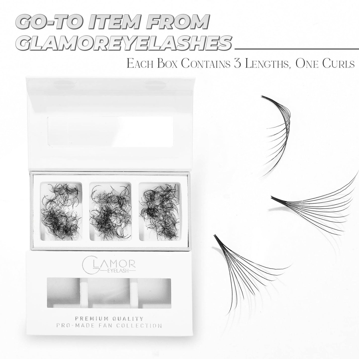 16D Mix 3in1  GLAMOREYELASH 750 Promade Natural Eyelashes Extensions | Loose Mix 3 Fan from 3D to 14D Handmade Individual Lashes | 0.03/0.05/0.07mm Thickness of Mink Lashes | C CC D Curl - GlamorEyelash 
