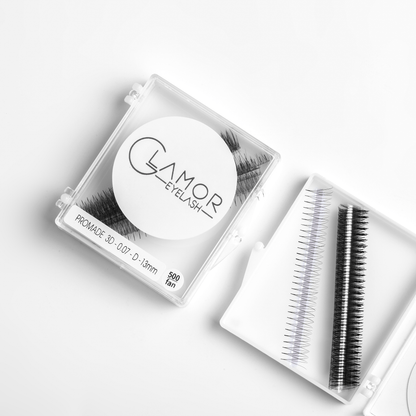 4D Ultra-speed Promade fans GLAMOREYELASH 500 FANS Promade Natural Fans Eyelashes Extensions | Handmade Individual Lashes 0.07mm of Mink Lashes - GlamorEyelash 