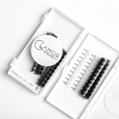 12D Ultra-speed Promade fans GLAMOREYELASH 500 FANS Promade Natural Fans Eyelashes Extensions | Handmade Individual Lashes 0.03mm of Mink Lashes - GlamorEyelash 
