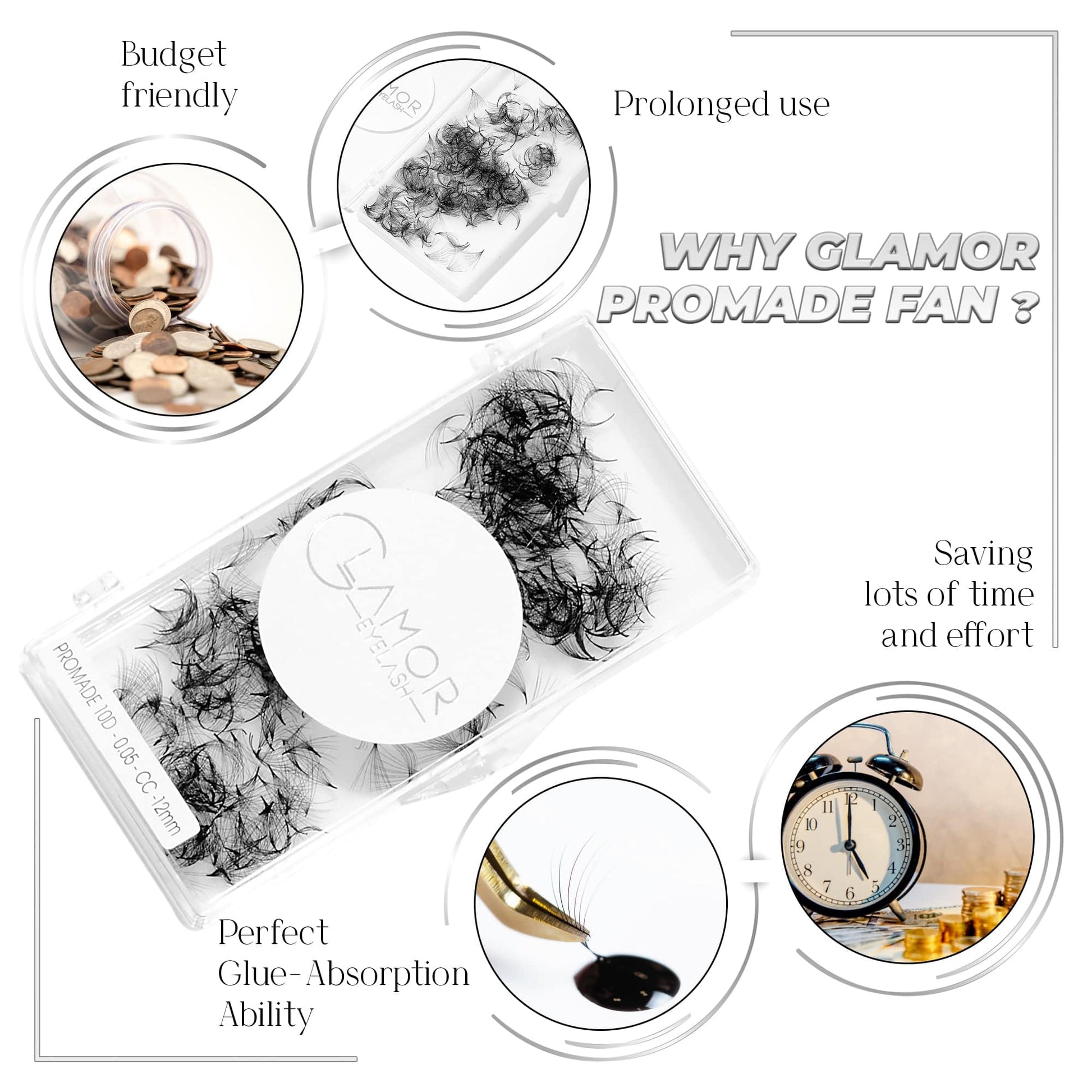 Promade fans loose 10D 0.05 | 500 fans - GlamorEyelash 